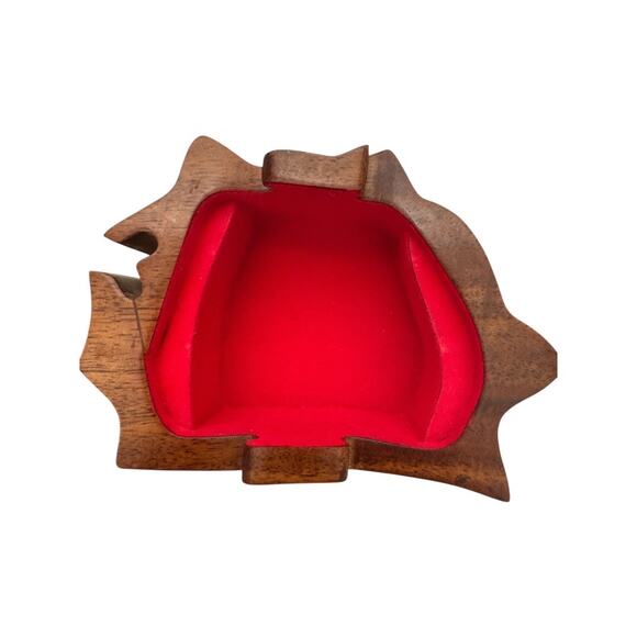 Hand Carved Hibiscus Flower Wooden Secret Puzzle Box - Picture 9 of 10